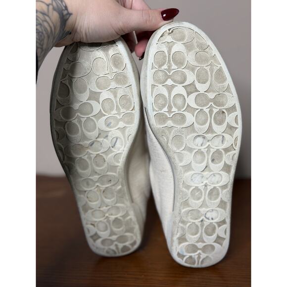 Women’s Coach Martie Q270 Rare Natural Tan Canvas And Leather Sneakers Size 7M - Picture 8 of 9